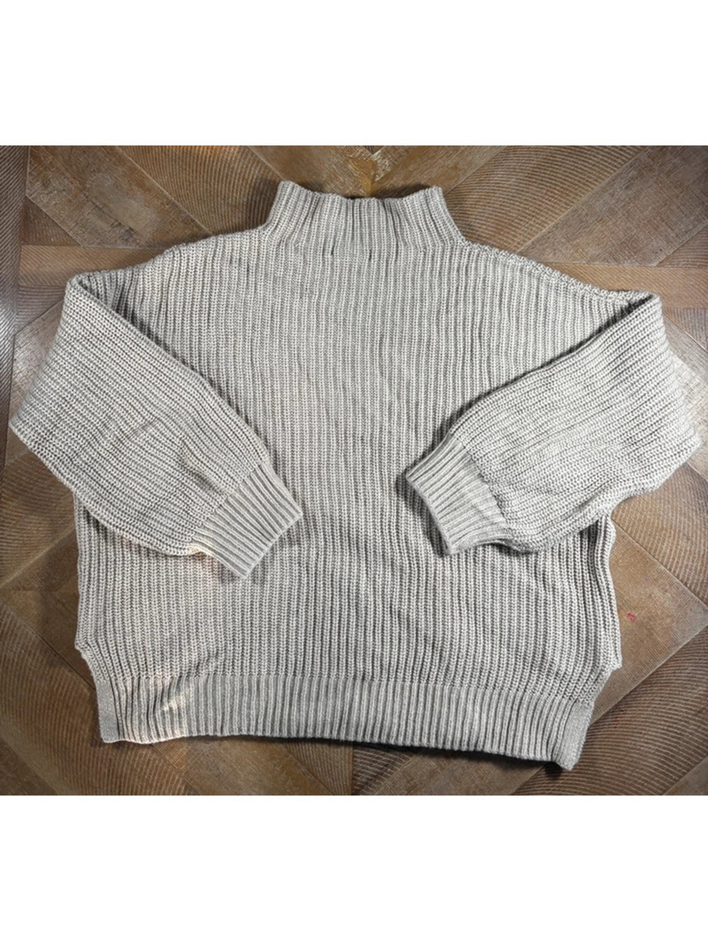 Cupcakes and Cashmere Beige Chunky Ribbed Mock Neck Sweater M (167)